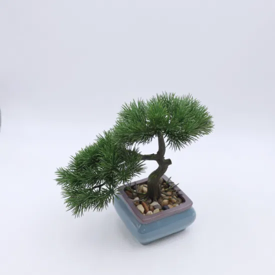 Simulação de toque real planta verde mini bonsai artificial decoração interna com pote